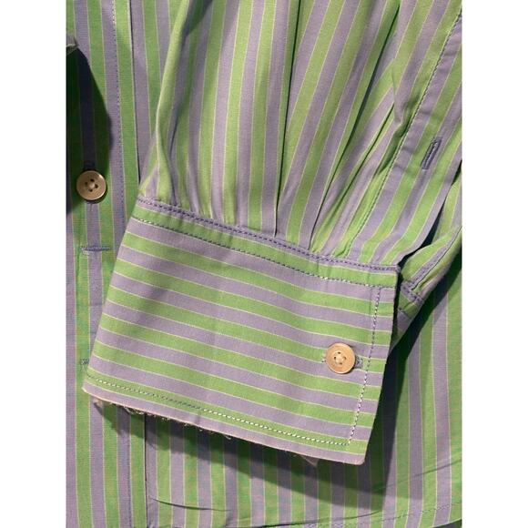 Gap Classic Fit Shirt Men's Size XL Green & Blue Stripee Dress Shirt Button Up - Picture 5 of 6